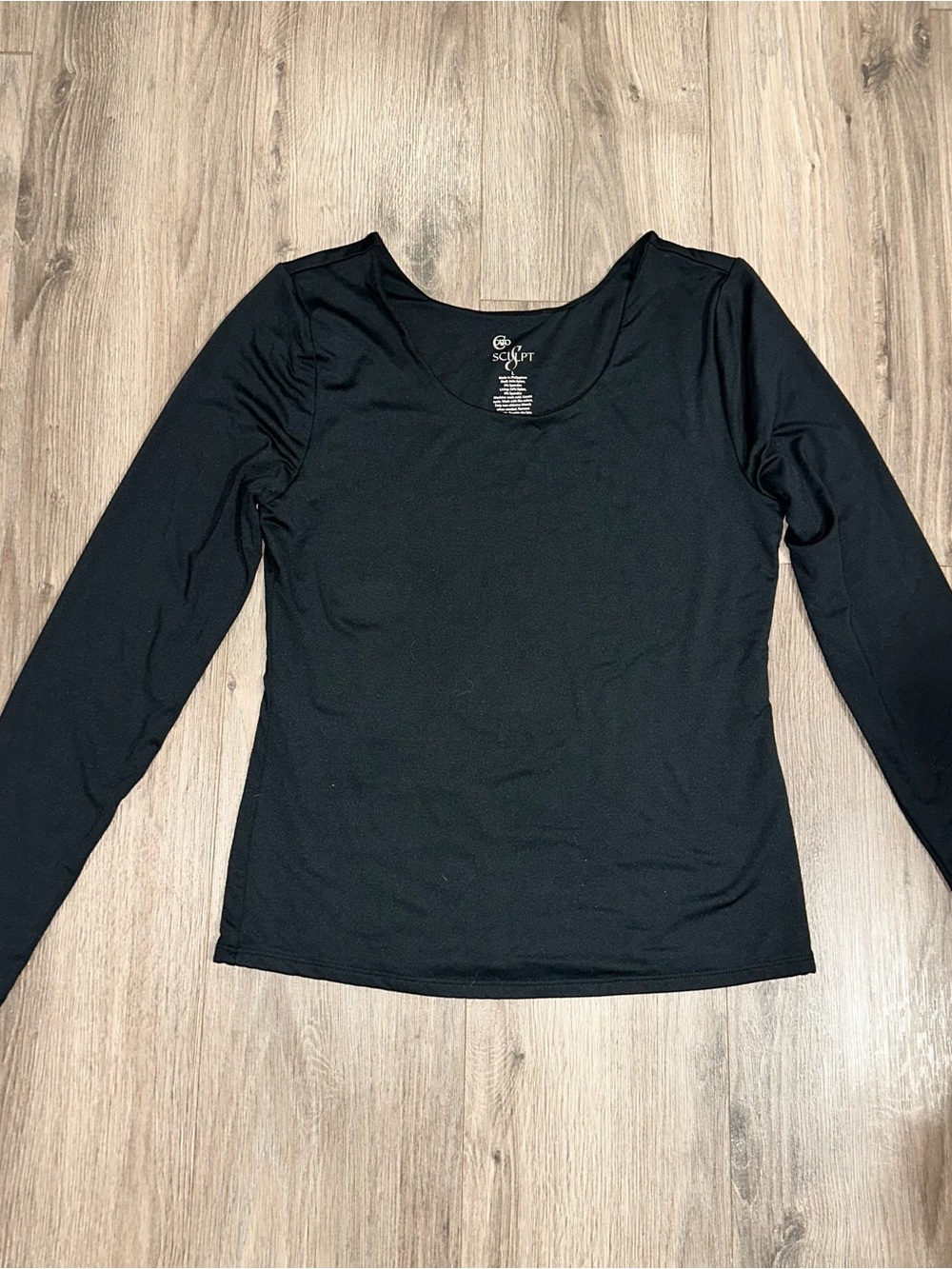 Cato Black Top  Long-Sleeve Scoop Neck Top Silhouette NWOT